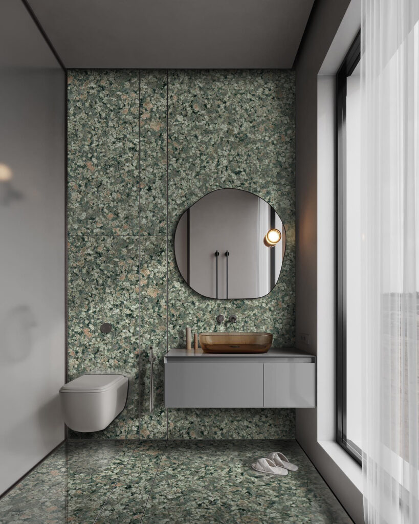 apple green granite in bathroom